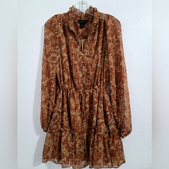 House of Harlow 1960 Dresses & Skirts - House Of Harlow 1960 Brown Metallic Mini Dress Size 4 Boho Cinch Waist
